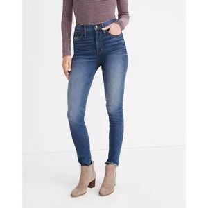 Madewell 10" High Rise Skinny Jeans Raw Hem Dark Wash Size 27